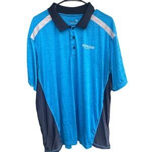 Amazon Polo Mens 2XL Blue Luly Yang High Heat Short Sleeve Work Uniform